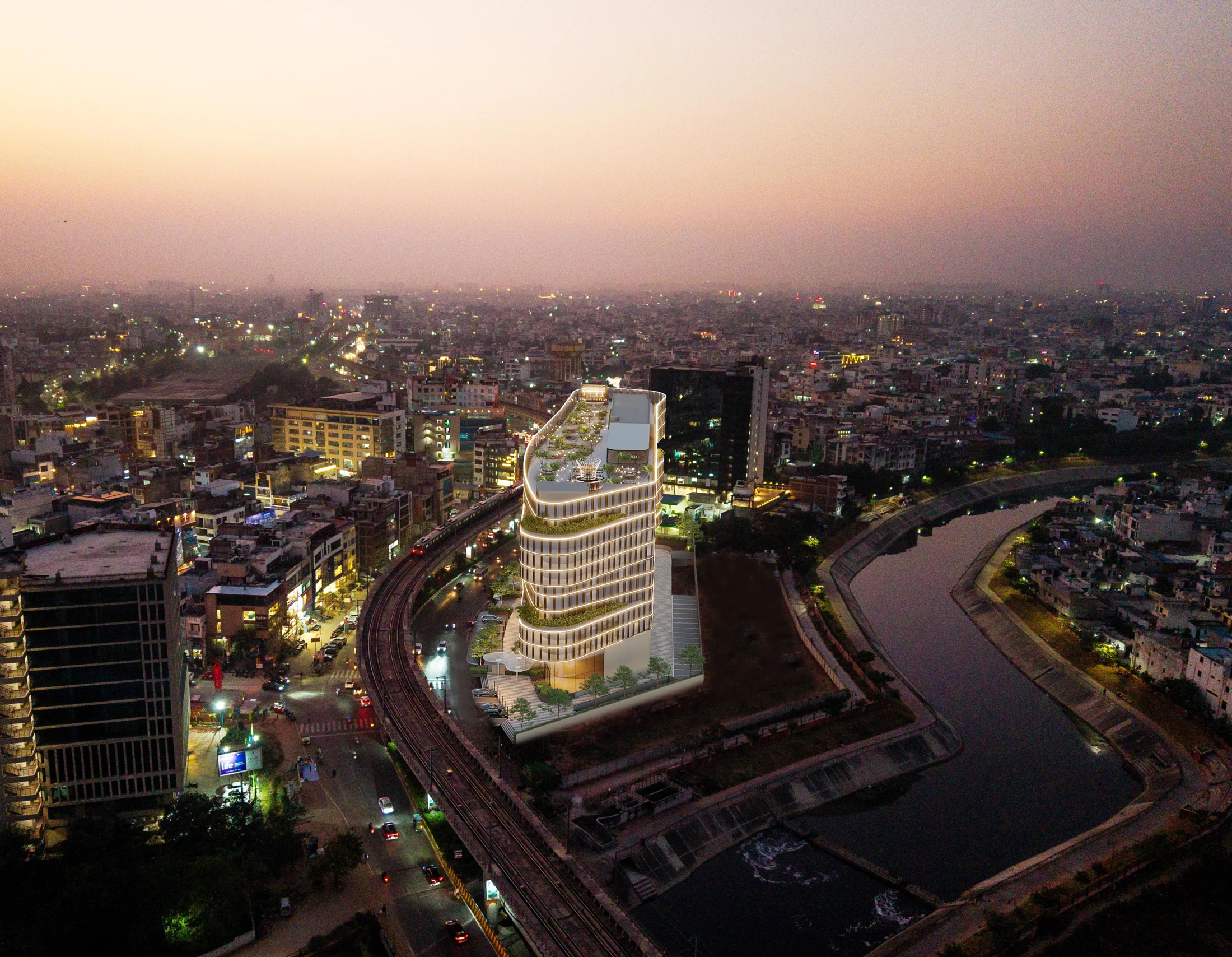 Belmont rooftop and Jaipur skyline